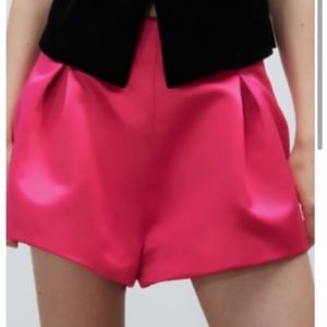 Zara Hot Pink Satin Effect Shorts-Size Small